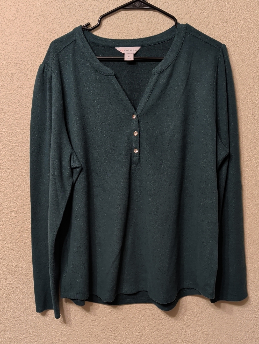 Liz Claiborne Hunter Teal Long Sleeve Henley